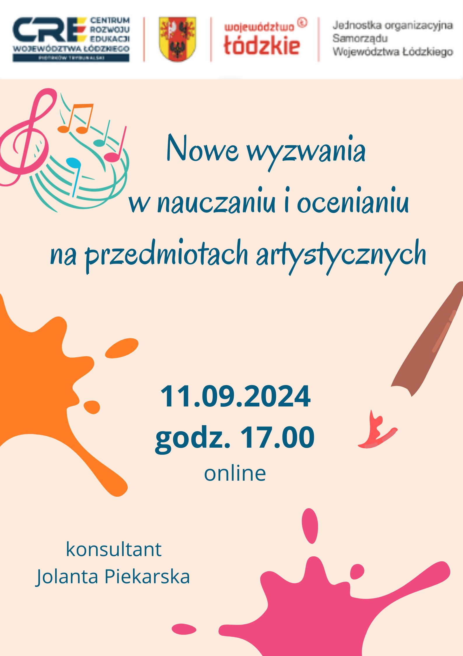 Nowe wyzwania w nauczaniu i ocenianiu na przedmiotach artystycznych - 11.09.2024 r.