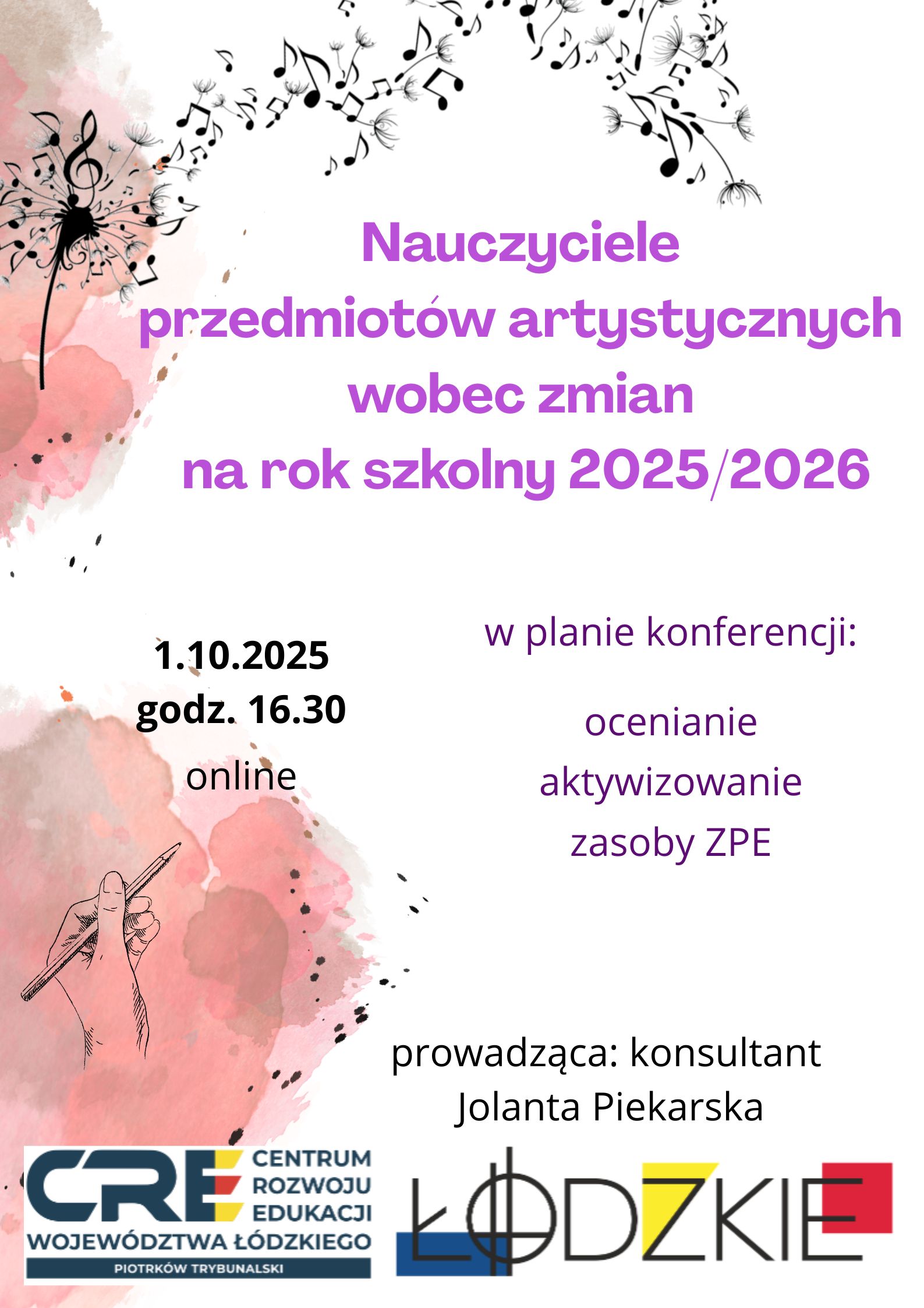 Serdecznie zapraszamy nauczycieli przedmiotów artystycznych na konferencję otwierającą rok szkolny 2025/2026
